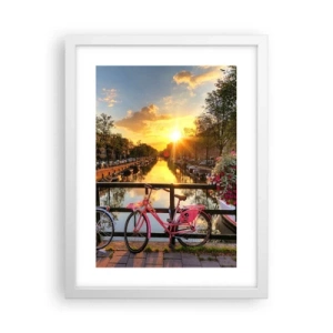 Affiche dans un cadre blanc - Poster - Matin de printemps à Amsterdam - 30x40 cm