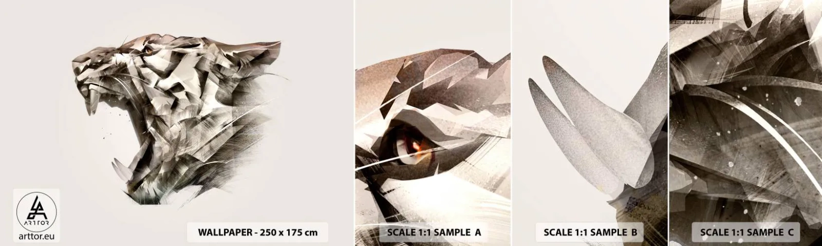 Échantillon de Papier Peint Autocollant Deluxe Sticker - Vous savez déjà qui est en charge - Abstraction, Tigre, Animaux - 100x30 cm