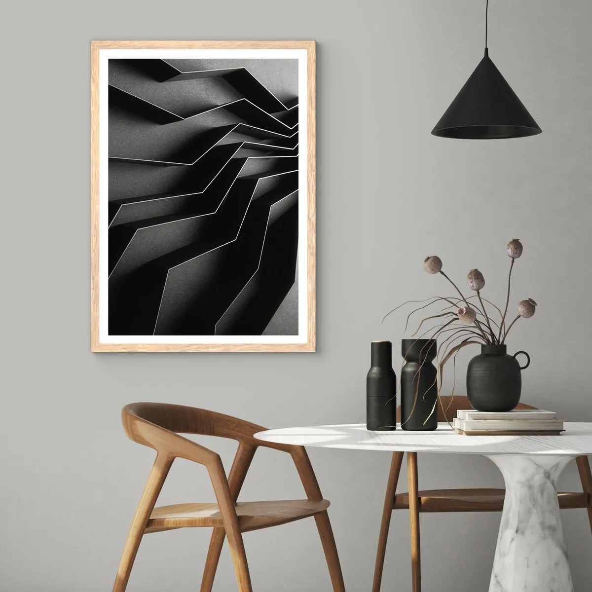 Affiche dans un chêne clair - Poster - Ordre spatial - 70x100 cm