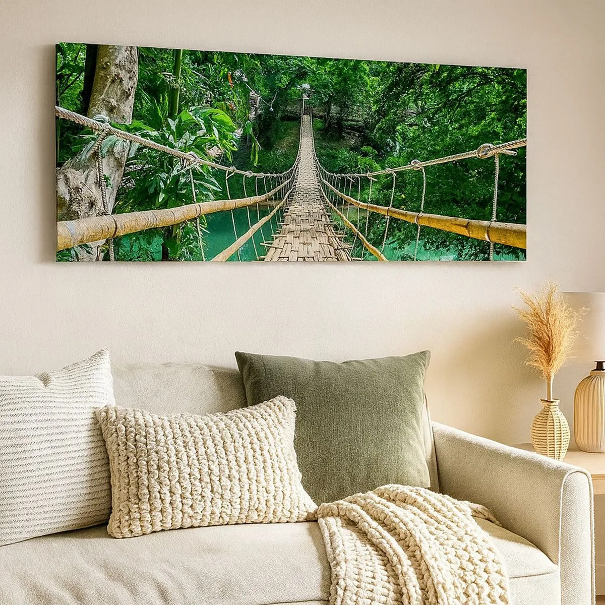 Impression sur toile - Image sur toile - Pont de singe en pleine nature - 100x40 cm