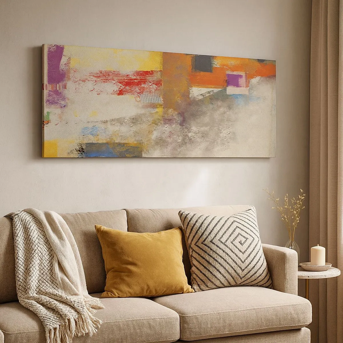 Impression sur toile - Image sur toile - Géométrie des couleurs - 100x40 cm