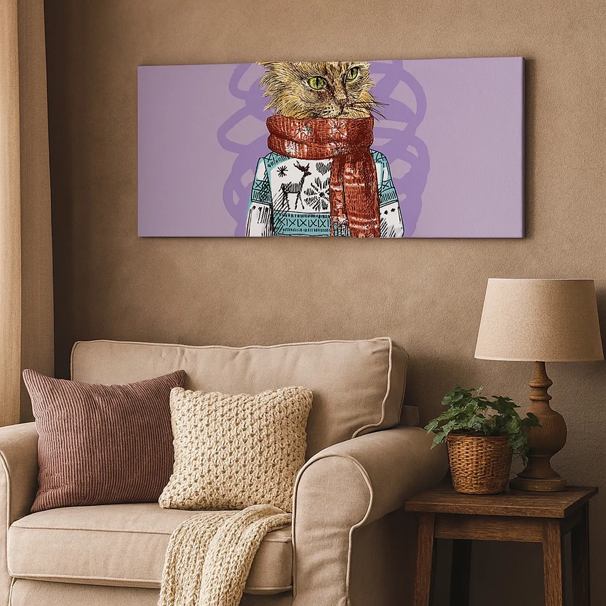 Impression sur toile - Image sur toile - Le chat, pas uniquement dans les chaussures - 30x30 cm