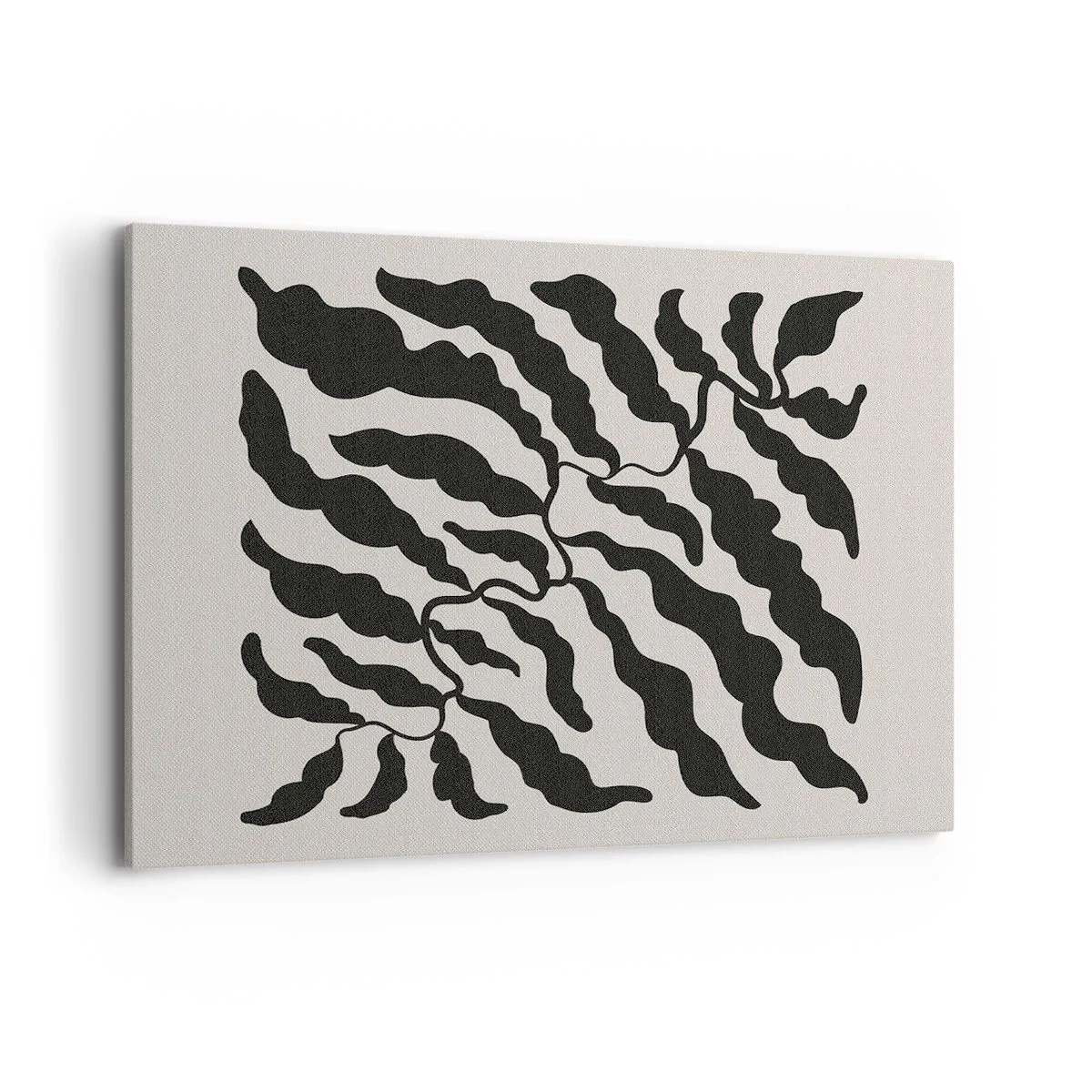 Impression sur toile - Image sur toile - Brindilles avec des feuilles noires sur fond clair - 100x70cm - La nature du carré - Décoration murale moderne pour le salon et la chambre ARTTOR