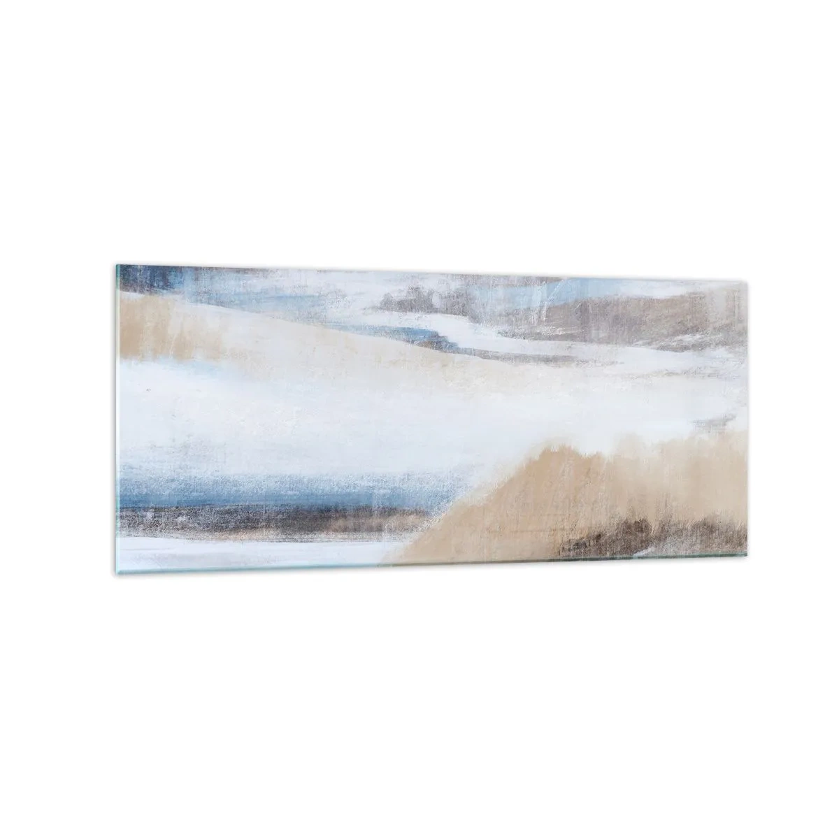 Impression sur verre - Image sur verre - Paysage d'hiver abstrait dans les tons de blanc et de bleu - 120x50cm - Composition hivernale - Décoration murale moderne pour le salon et la chambre ARTTOR