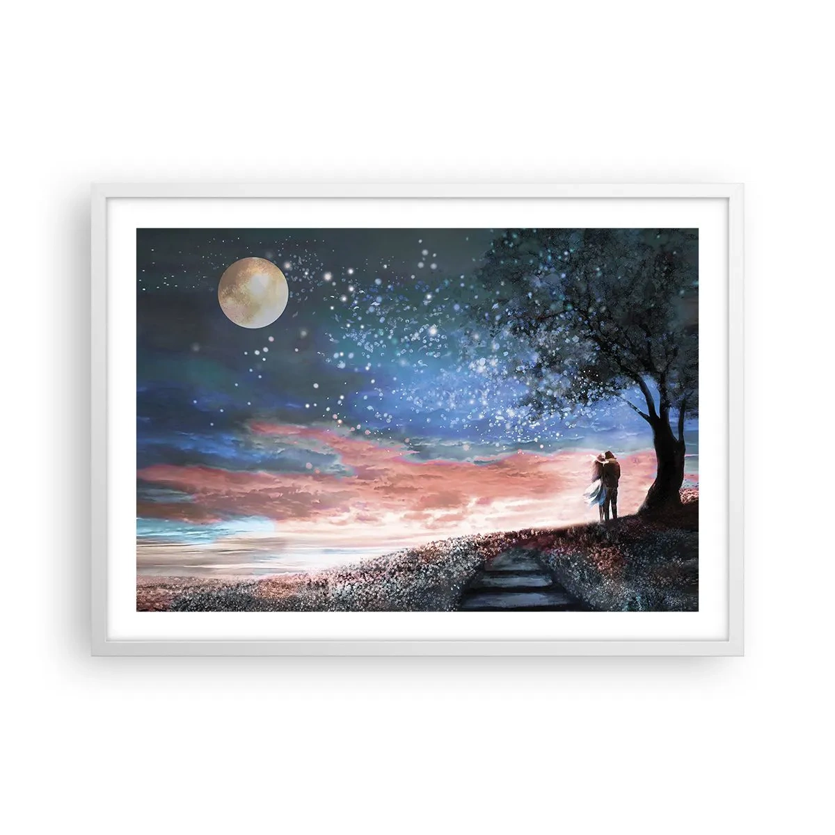 Affiche dans un cadre blanc - Poster - Spectacle étoilé - 70x50 cm