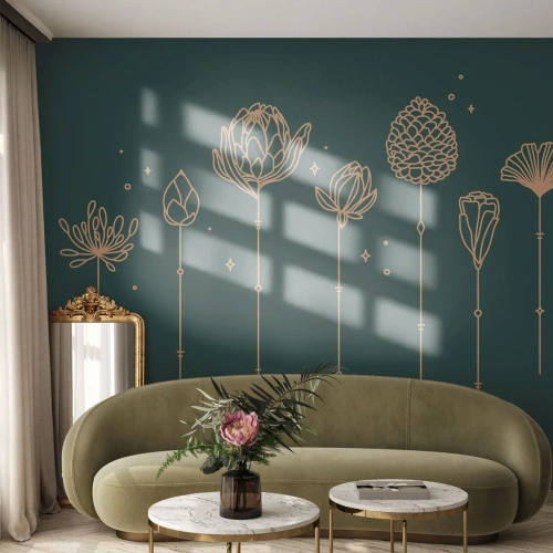 Papier Peint Photo Premium Sand - La famille Plante - Fleurs, Art Déco, Minimaliste - 150x105 cm