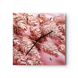 Horloge murale - Pendule murale - Gros plan des oreilles teintées de rose - 30x30cm - Une cascade florale en rose - Décoration murale moderne pour le salon et la chambre ARTTOR