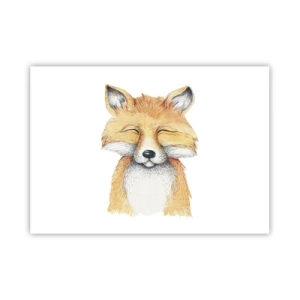 Affiche - Poster - Un renard aquarelle avec un sourire dans un style minimaliste - 100x70cm - Humeurs de renard - Décoration murale moderne pour le salon et la chambre ARTTOR