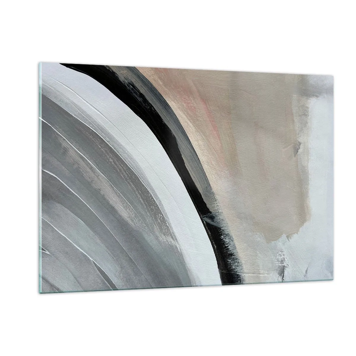 Impression sur verre - Image sur verre - Arc abstrait dans les tons de gris et de noir - 120x80cm - Composition : arc de noir et gris - Décoration murale moderne pour le salon et la chambre ARTTOR