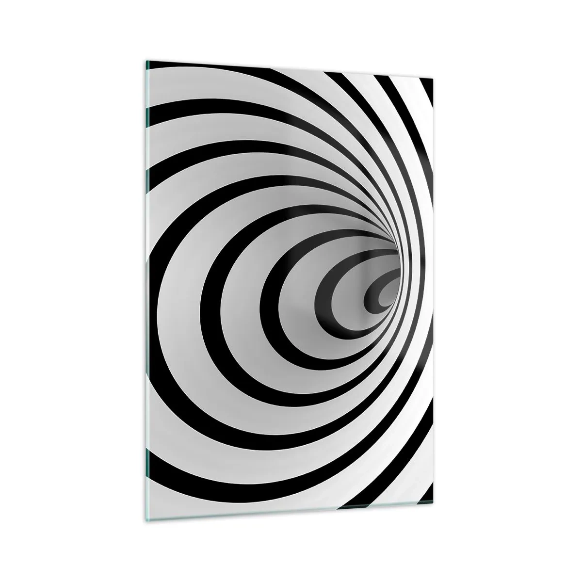 Impression sur verre - Image sur verre - Motif en spirale abstrait en noir et blanc - 50x70cm - Tu ne peux pas y résister aussi ? - Décoration murale moderne pour le salon et la chambre ARTTOR