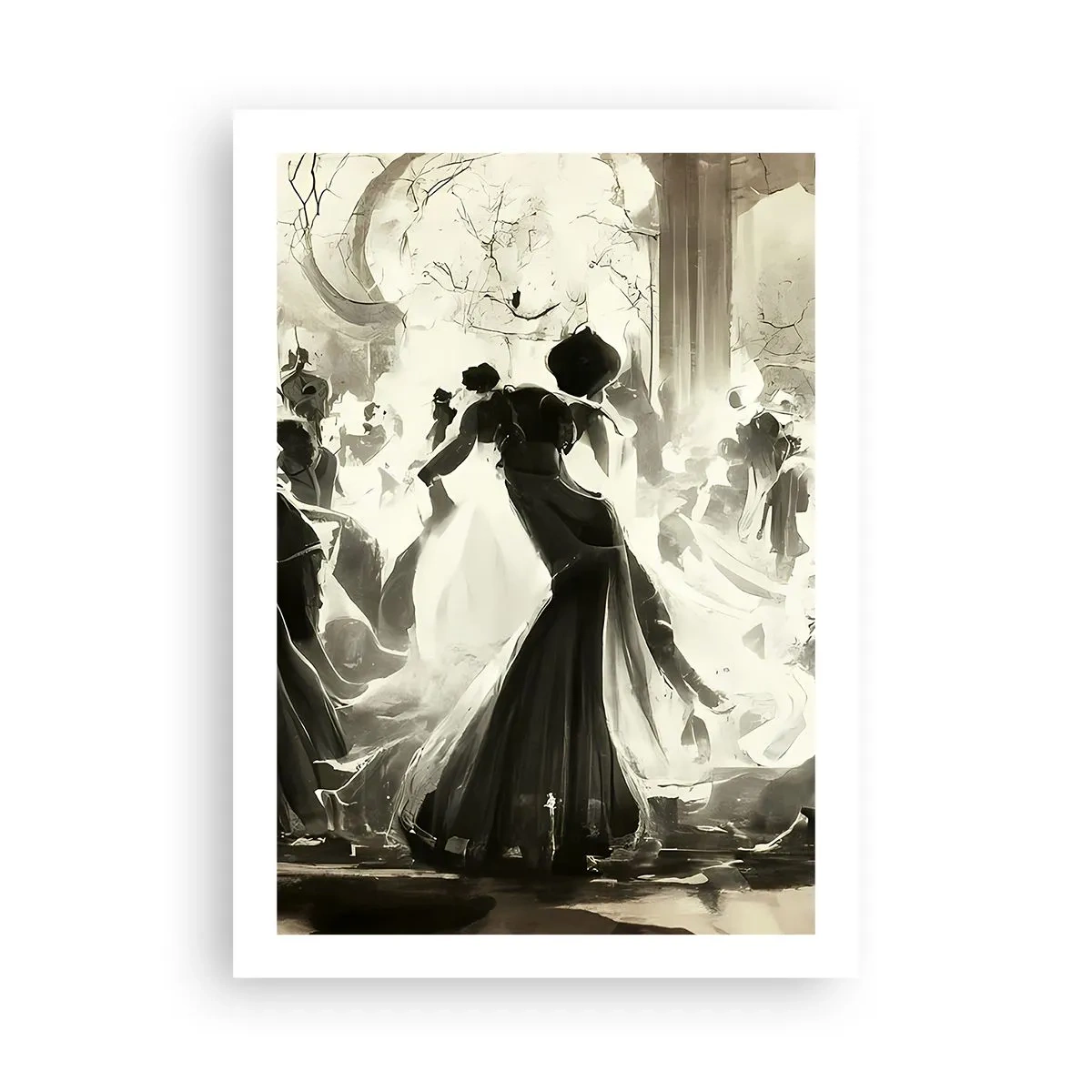 Affiche - Poster - Un bal élégant en noir et blanc - 50x70cm - La grande mascarade - Décoration murale moderne pour le salon et la chambre ARTTOR