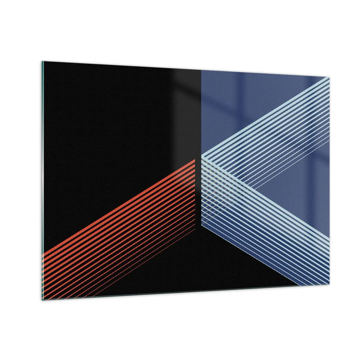 Impression sur verre - Image sur verre - Une composition géométrique moderne avec des lignes et un contraste de couleurs. - 100x70cm - Histoire simple - Décoration murale moderne pour le salon et la chambre ARTTOR