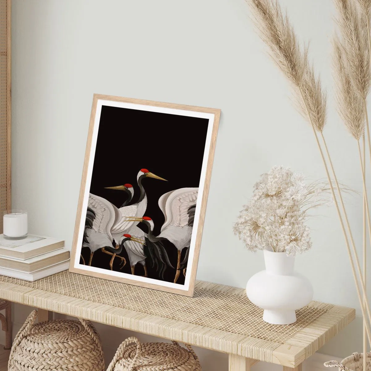 Affiche dans un chêne clair - Poster - Histoire d'oiseaux - 50x70 cm