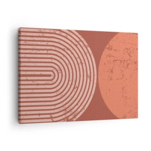 Impression sur toile - Image sur toile - Motifs géométriques dans des tons de terre cuite sur un fond vintage - 70x50cm - Une relation proche - Décoration murale moderne pour le salon et la chambre ARTTOR