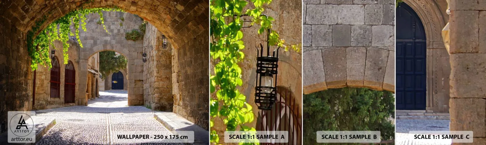 Échantillon de Papier Peint Autocollant Deluxe Sticker - Le cortège apparaîtra bientôt - Architecture, Ville, Ruelle - 100x30 cm