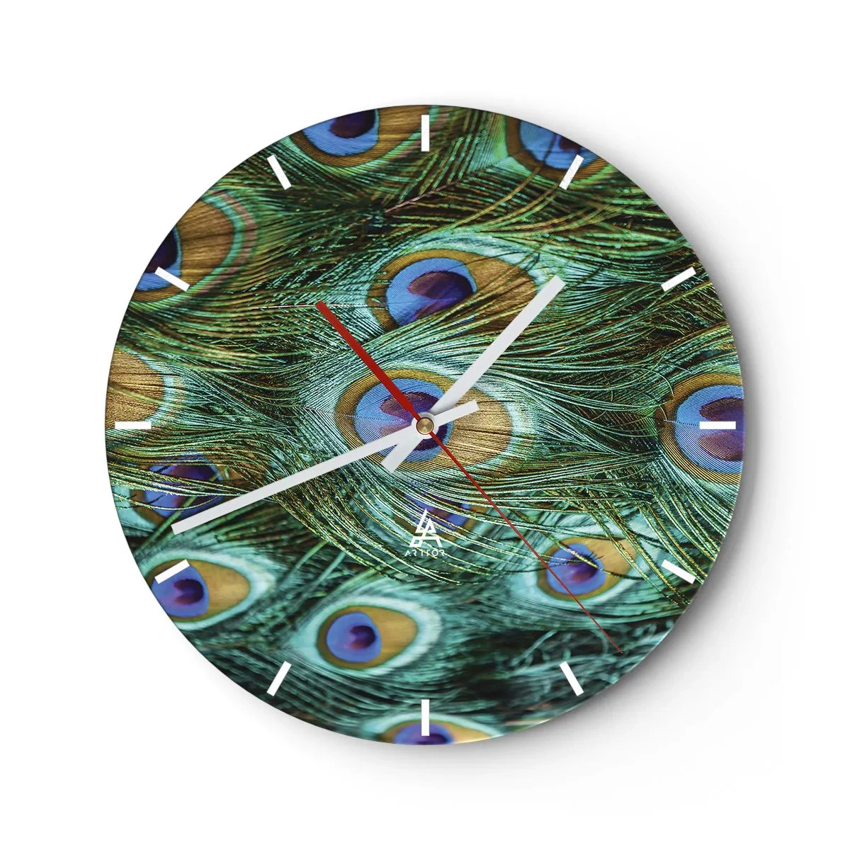Horloge murale - Pendule murale - Un regard de paon - 40x40 cm