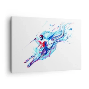 Impression sur toile - Image sur toile - Cavalier abstrait aux couleurs dynamiques - 70x50cm - Ruée folle vers la joie - Décoration murale moderne pour le salon et la chambre ARTTOR