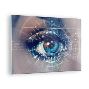 Impression sur verre - Image sur verre - Un œil numérique avec un thème futuriste de technologie et de données - 70x50cm - Tu penses que tu me connais - Décoration murale moderne pour le salon et la chambre ARTTOR