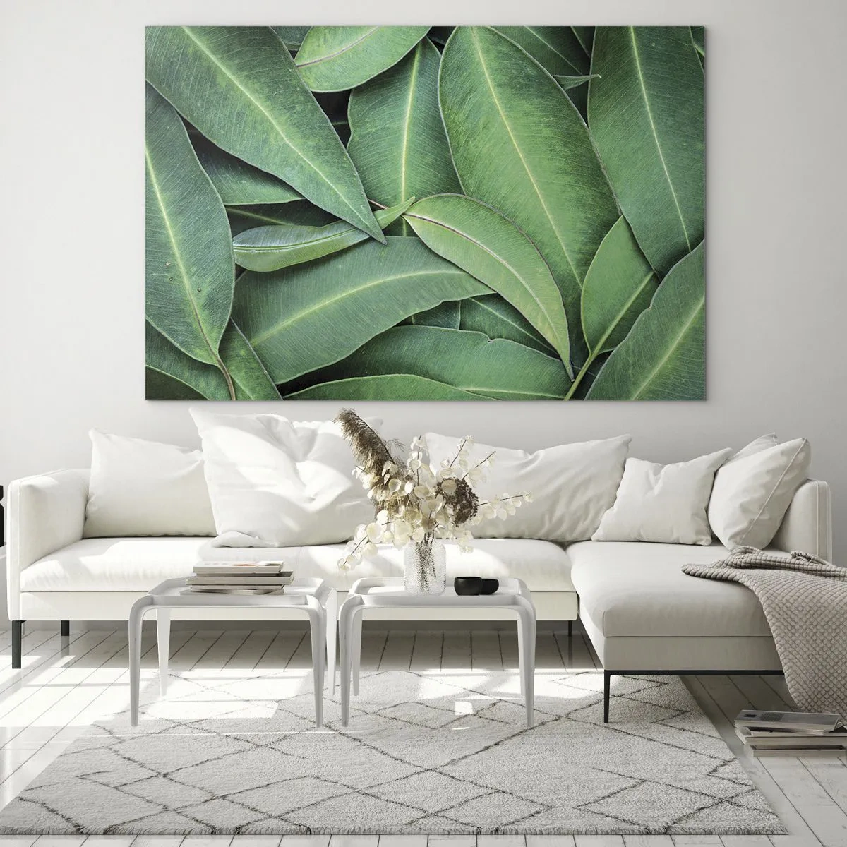 Impression sur verre - Image sur verre - Gros plan de feuilles vertes disposées en couches - 100x70cm - Juteux et frais - Décoration murale moderne pour le salon et la chambre ARTTOR