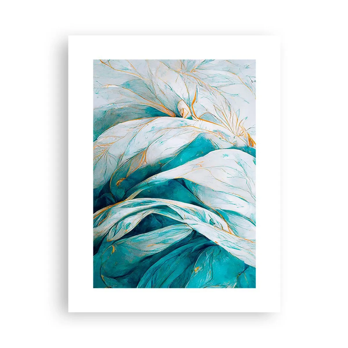 Affiche - Poster - Abstraction bleue avec un motif doré - 30x40 cm
