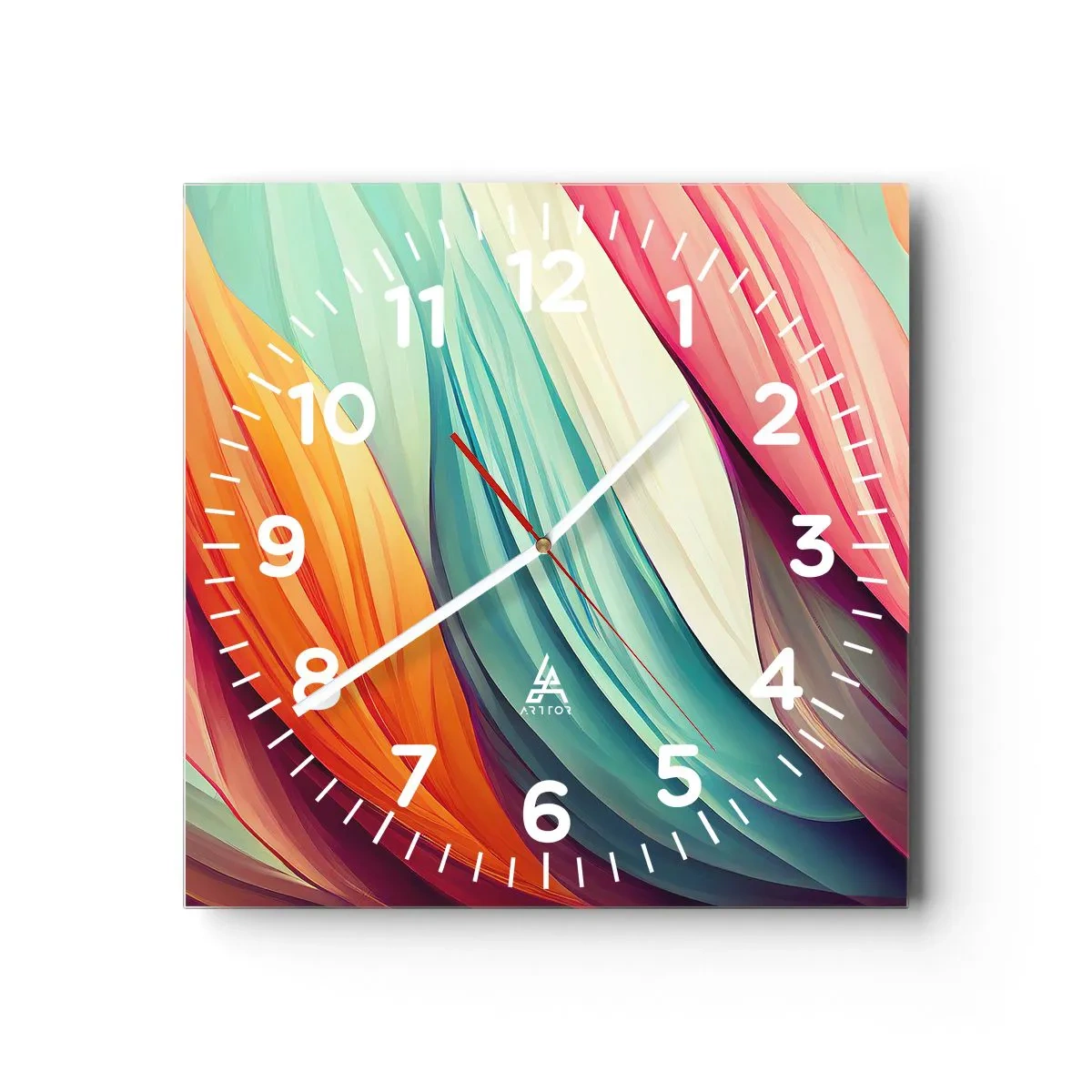 Horloge murale - Pendule murale - Tissage arc-en-ciel - 30x30 cm