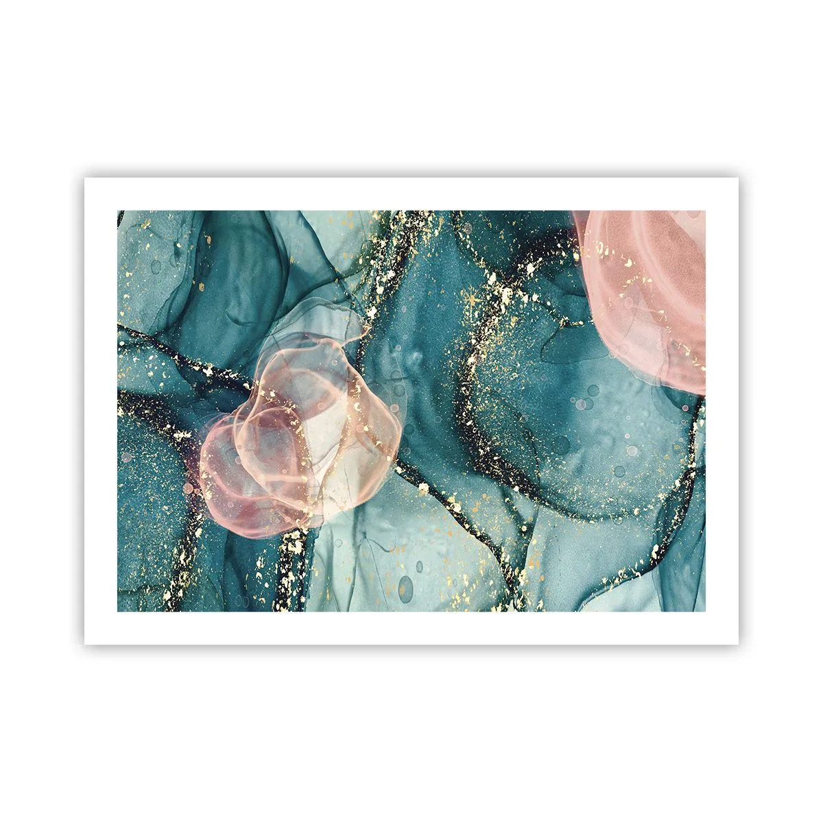 Affiche - Poster - Soie bleu, tulle rose - 70x50 cm