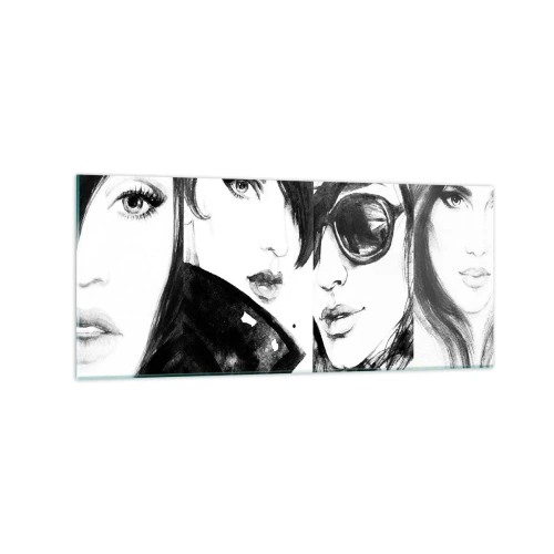 Impression sur verre - Image sur verre - Portraits élégants de femmes aux tons monochromes - 120x50cm - La beauté multipliée - Décoration murale moderne pour le salon et la chambre ARTTOR