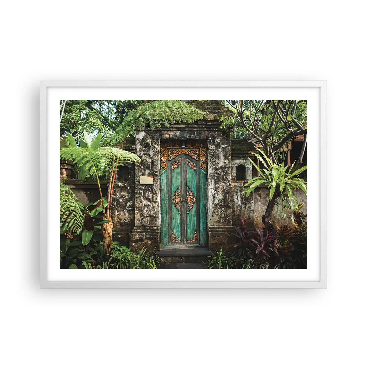 Affiche dans un cadre blanc - Poster - Porte vers un monde exotique - 70x50 cm