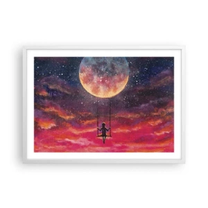 Affiche dans un cadre blanc - Poster - Se balancer dans les nuages - 70x50 cm