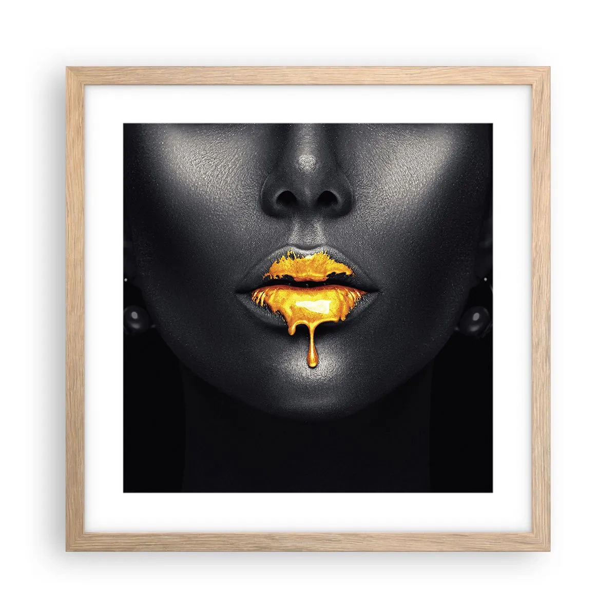 Affiche dans un chêne clair - Poster - Bouche d'or - 40x40 cm