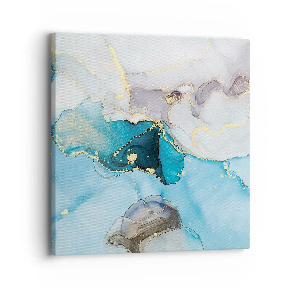 Impression sur toile - Image sur toile - Etude de la rencontre gris et turquoise - 30x30 cm