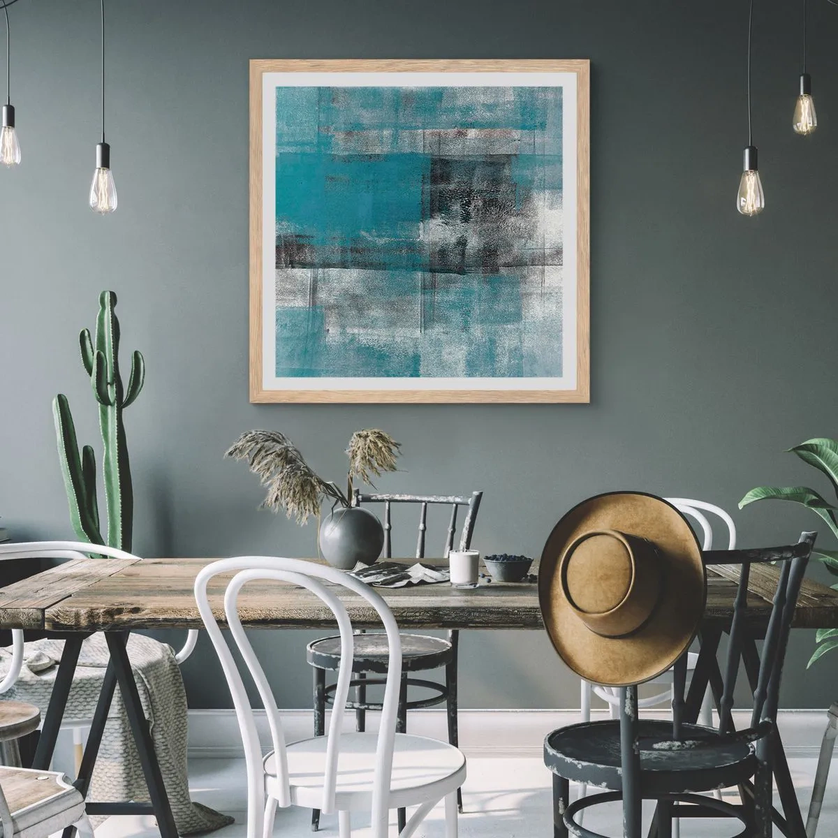 Affiche dans un chêne clair - Poster - Eau et air - 60x60 cm