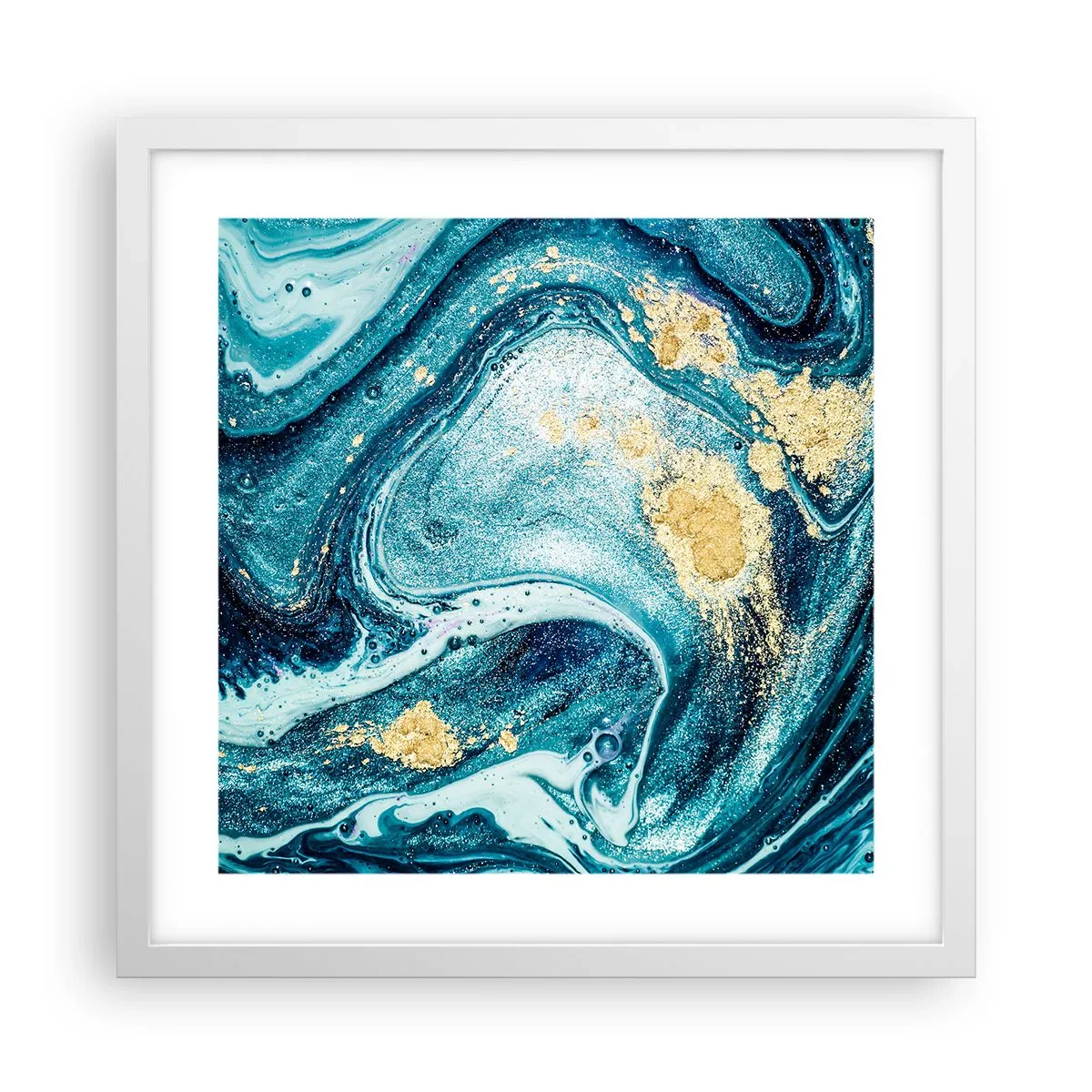 Affiche dans un cadre blanc - Poster - Vortex bleu - 40x40 cm