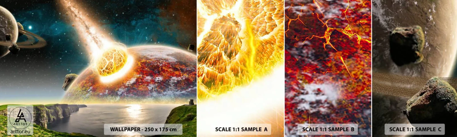 Échantillon De Papier Peint Standard Eco - Drame spatial - Abstraction, Paysage, Cosmos - 100x30 cm