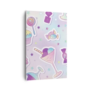 Impression sur toile - Image sur toile - Motifs pastel avec bonbons et desserts - 80x120cm - Pour que tous les jours soit un anniversaire  - Décoration murale moderne pour le salon et la chambre ARTTOR