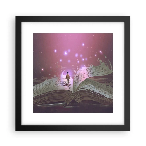 Affiche dans un cadre noir - Poster - Invitation à un autre monde - lisez ! - 30x30 cm