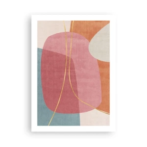 Affiche - Poster - Abstraction colorée avec des formes géométriques et des lignes dorées - 50x70cm - Composition pastel au fil d'or - Décoration murale moderne pour le salon et la chambre ARTTOR