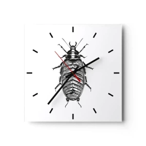 Horloge murale - Pendule murale - Graphique d'un insecte noir et blanc sur fond blanc - 30x30cm - Quel spécimen! - Décoration murale moderne pour le salon et la chambre ARTTOR