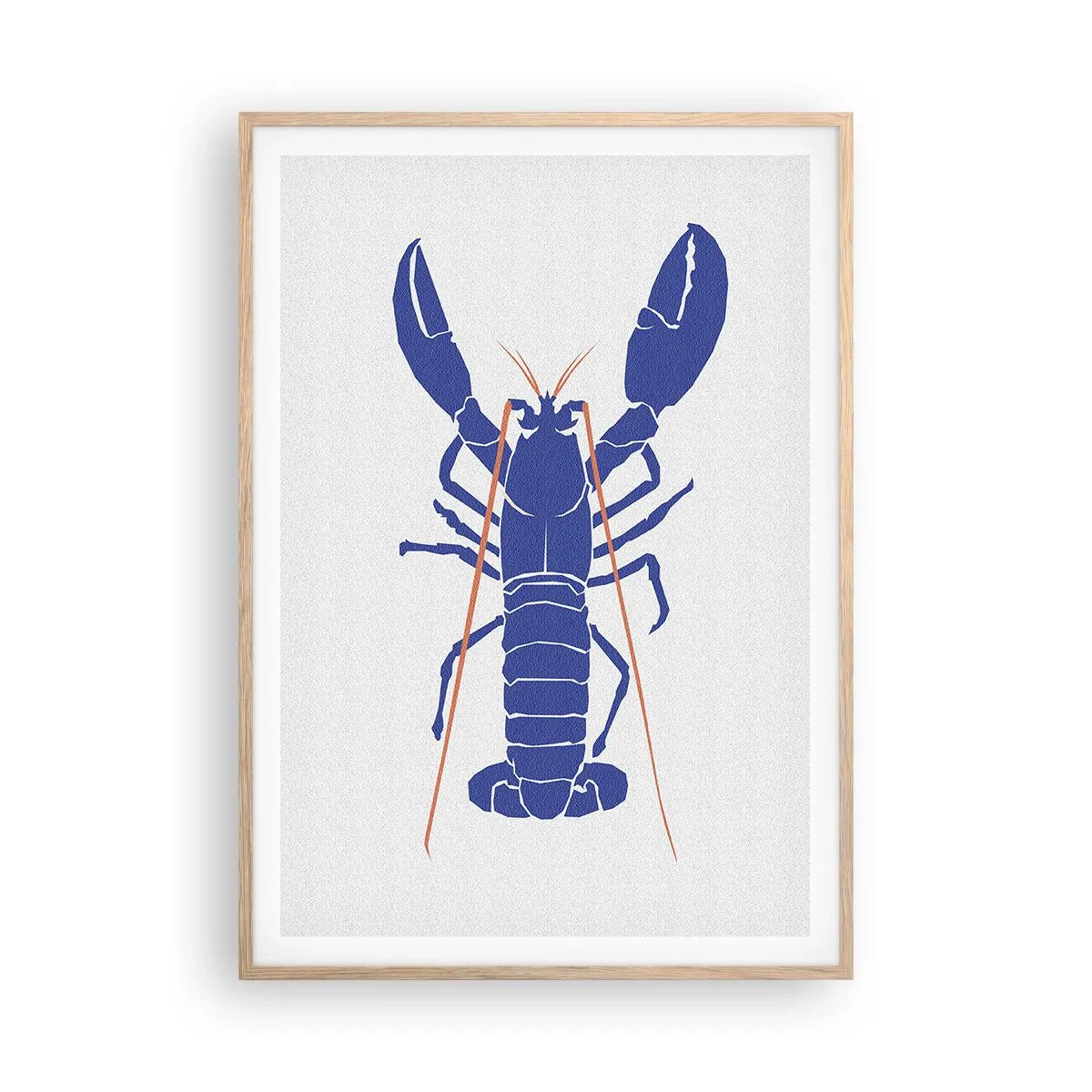 Affiche dans un chêne clair - Poster - Homard exquis en bleu marine - 70x100 cm