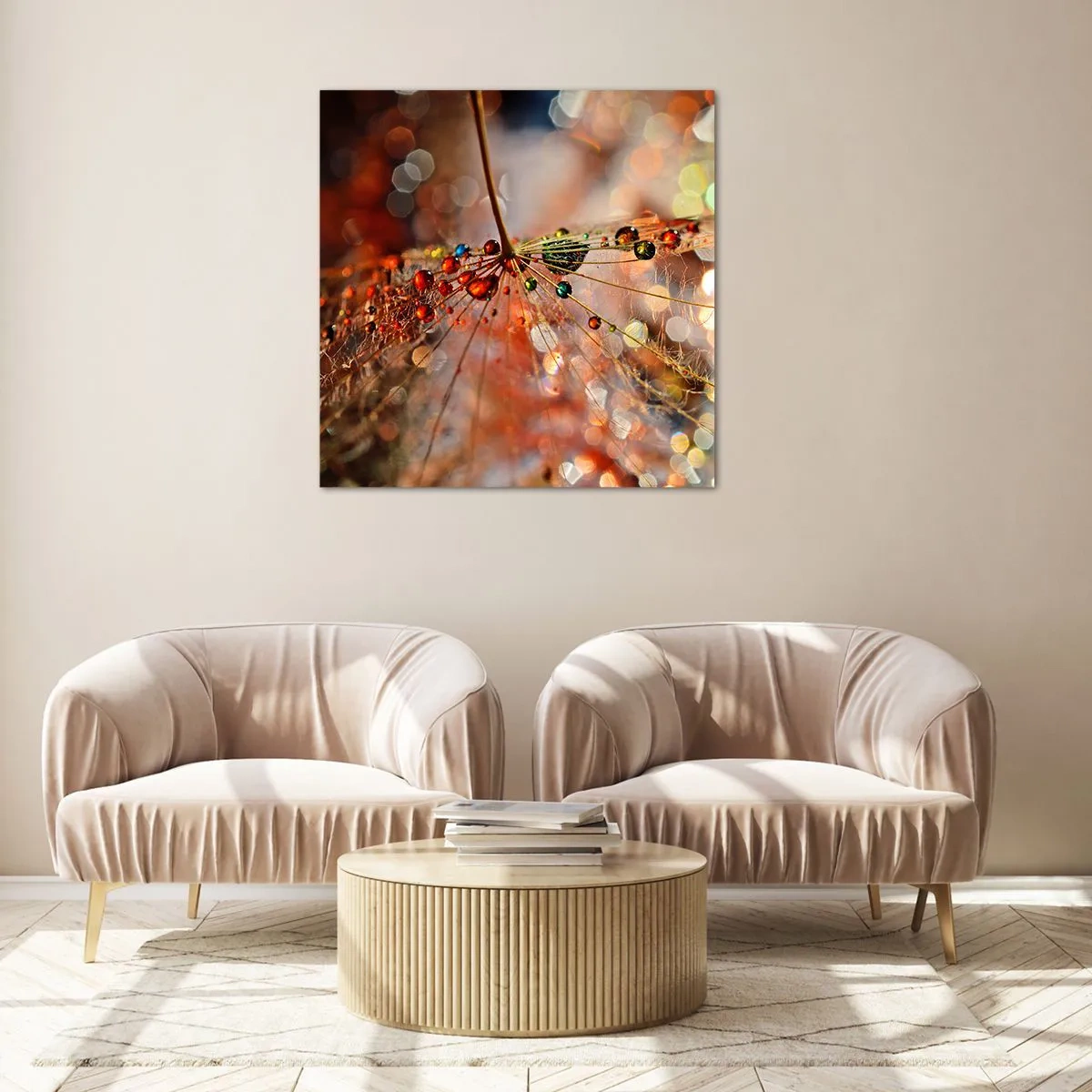 Impression sur verre - Image sur verre - Enfilé sur un fil d'araignée - 30x30 cm