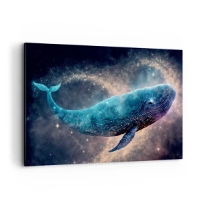 Impression sur toile - Image sur toile - Une baleine spatiale avec une galaxie en arrière-plan - 100x70cm - Un tel monde existe… - Décoration murale moderne pour le salon et la chambre ARTTOR