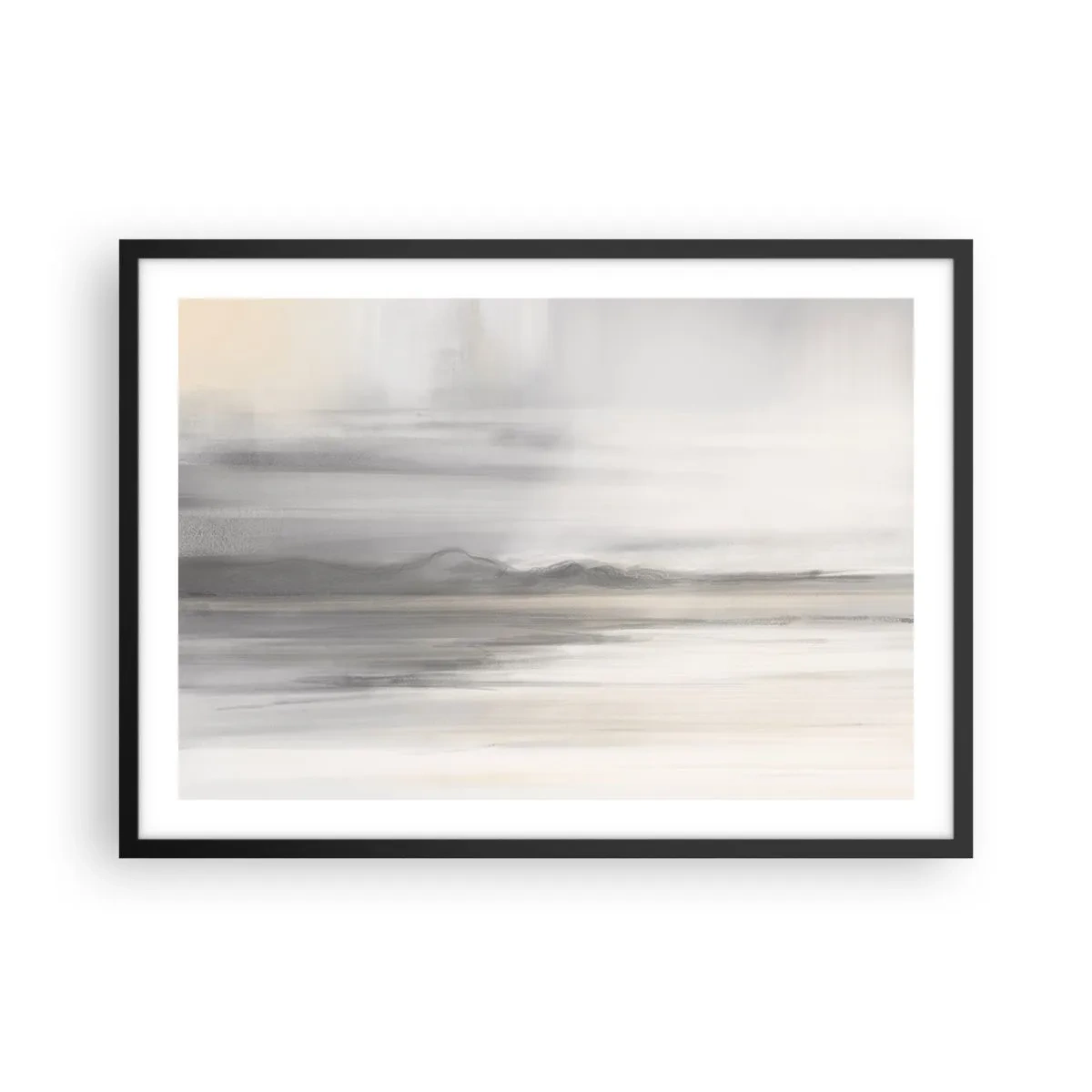 Affiche dans un cadre noir - Poster - Un paysage subtil aux tons gris et beige - 70x50cm - Distance réfléchie - Décoration murale moderne pour le salon et la chambre ARTTOR