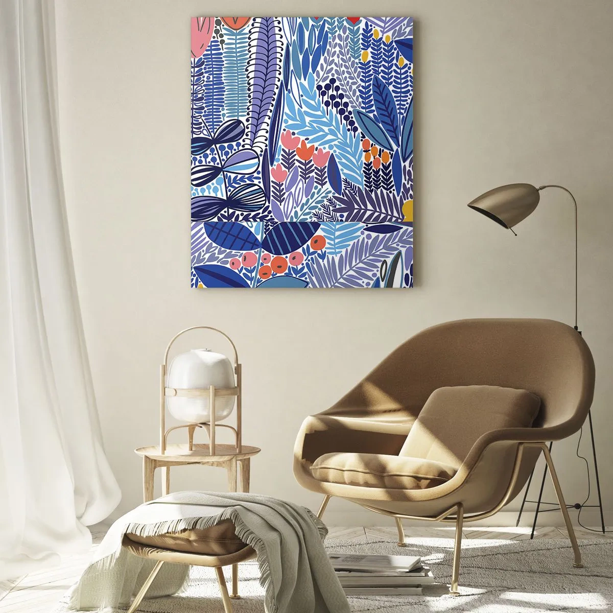 Impression sur verre - Image sur verre - Un motif végétal coloré dans un style graphique moderne - 80x120cm - Jardin hawaïen - Décoration murale moderne pour le salon et la chambre ARTTOR