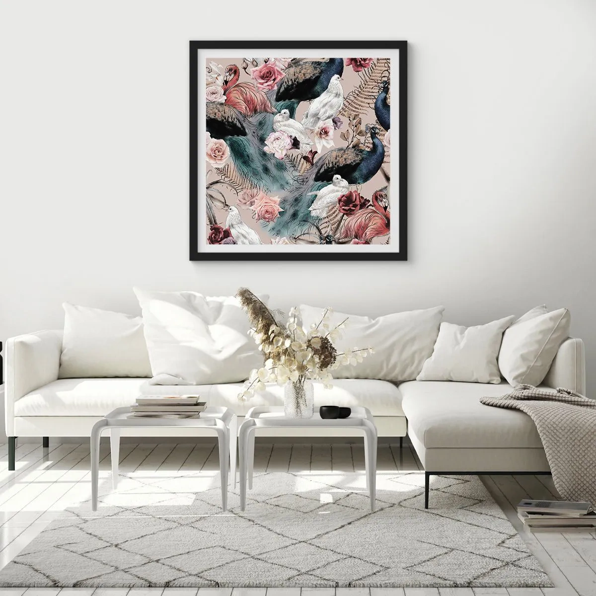 Affiche dans un cadre noir - Poster - Dans un jardin de palace - 40x40 cm