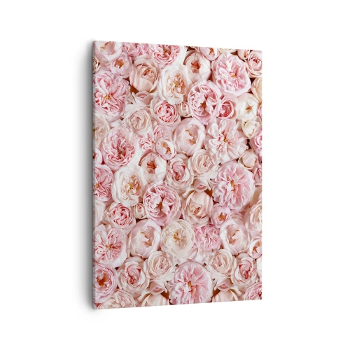 Impression sur toile - Image sur toile - Des roses délicates dans des tons de rose sur toute la surface - 50x70cm - Un lit de roses - Décoration murale moderne pour le salon et la chambre ARTTOR