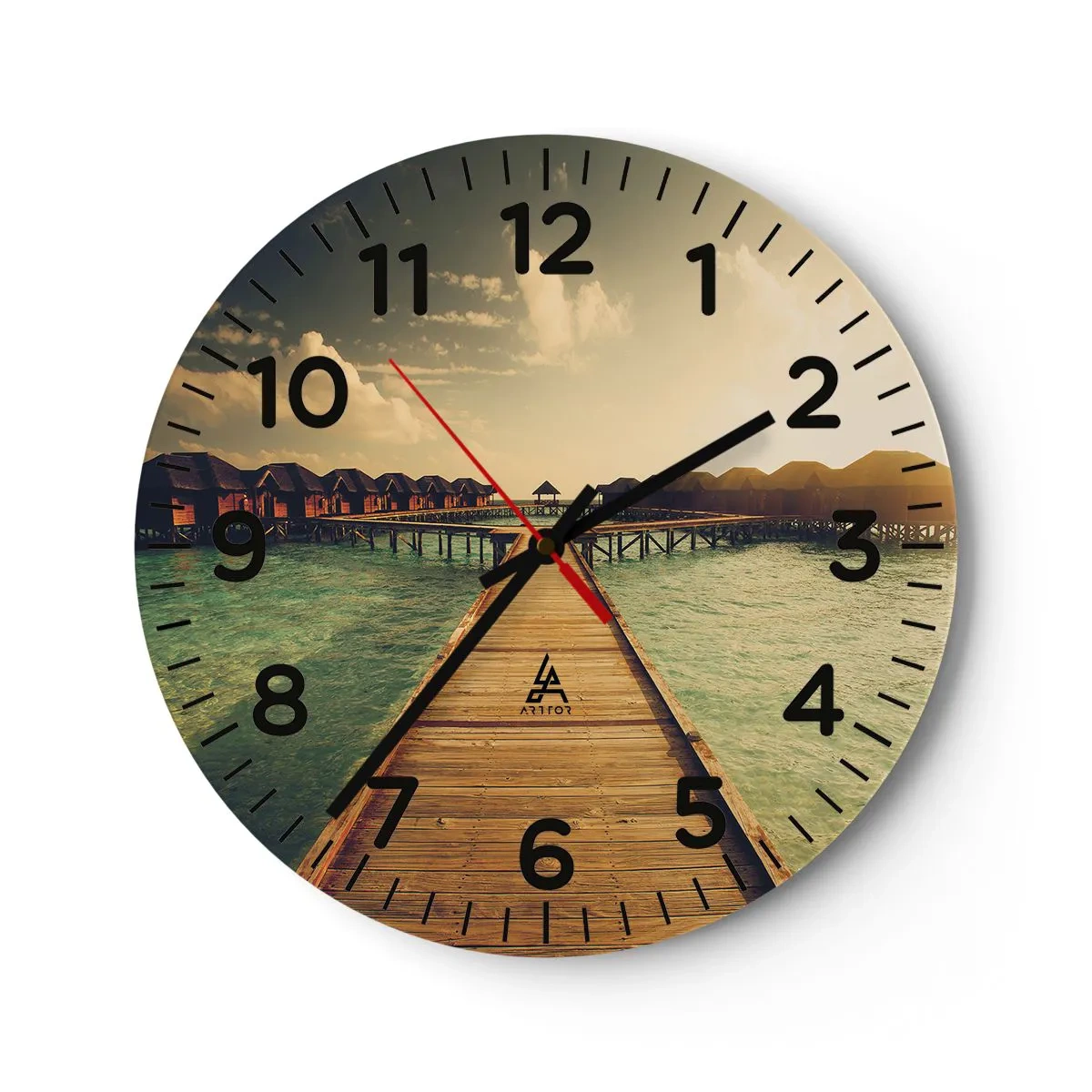 Horloge murale - Pendule murale - Invitation chaleureuse - 30x30 cm