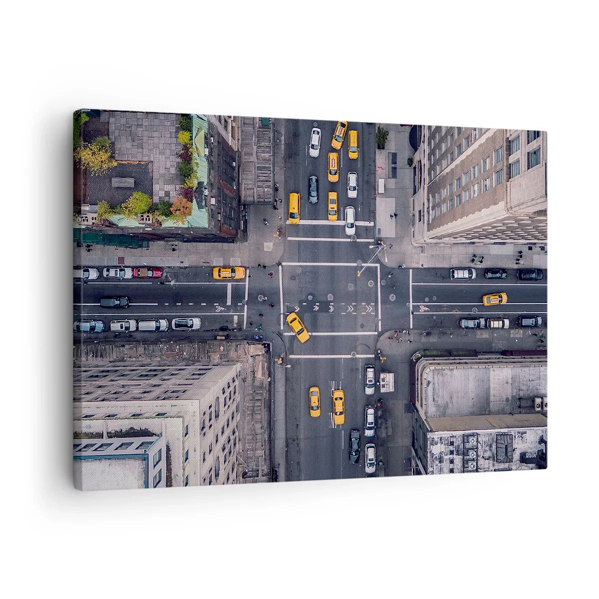 Impression sur toile - Image sur toile - Vue aérienne d'une rue animée de la ville - 70x50cm - Un choix simple - Décoration murale moderne pour le salon et la chambre ARTTOR
