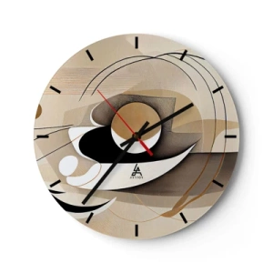Horloge murale - Pendule murale - Une composition géométrique avec des arcs et des formes dans des tons beiges. - 30x30cm - Composition : l'essence des choses - Décoration murale moderne pour le salon, la cuisine et la chambre ARTTOR