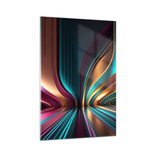 Impression sur verre - Image sur verre - Abstraction futuriste aux couleurs et courbes intenses - 70x100cm - Architektura światła - Décoration murale moderne pour le salon et la chambre ARTTOR