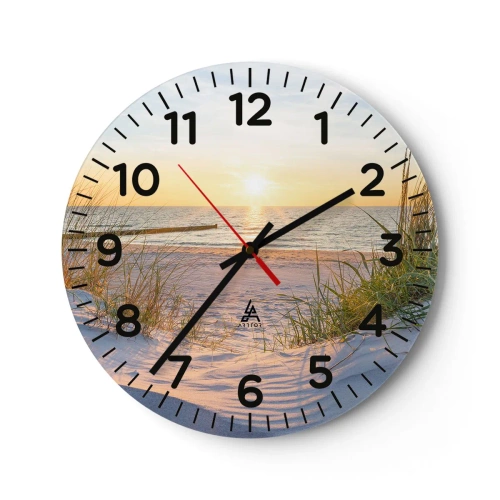 Horloge murale - Pendule murale - Le bruit de la mer, le chant des oiseaux, une plage sauvage parmi les herbes… - 40x40 cm